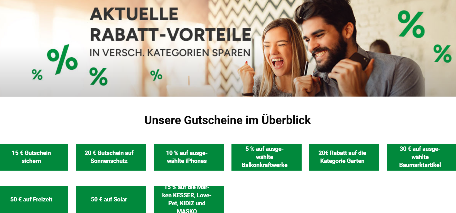Marktkauf Online: Bis zu 50 € Rabatt bzw. 15% Gutschein auf Garten, Solar, iPhones, Freizeit, Baumarkt & mehr
