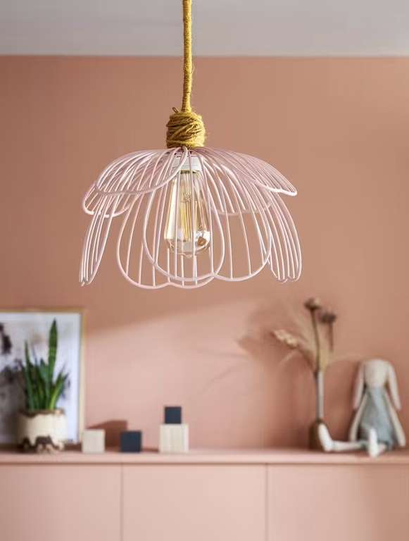 Vertbaudet Kinderzimmer Lampenschirm BLÜTE in rosa | aus Metall, Höhe 17 cm Ø 25 cm, kommt ohne Fassung & Glühbirne