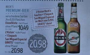 (Lokal HH?) [Edeka] Beck‘s 24x0,33l 10,49€ / 2 Kisten 20,98€ plus 6er San Miguel on top