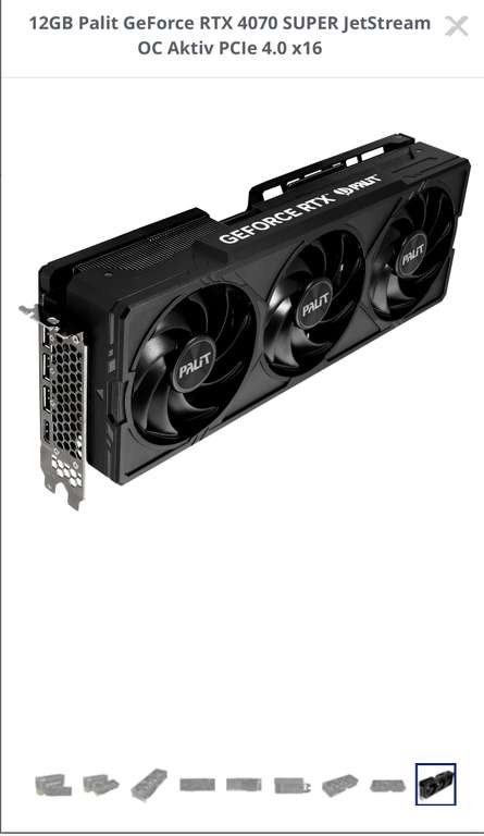 12GB Palit GeForce RTX 4070 SUPER JetStream OC Aktiv PCIe 4.0 x16 1xHDMI 2.1a / 3xDisplayPort 1.4a (Retail)