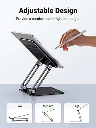 [Prime] Ugreen 90396 Tablet-Ständer (für Geräte bis 13.5", Höhe & Winkel verstellbar, zusammenklappbar, Aluminiumlegierung)