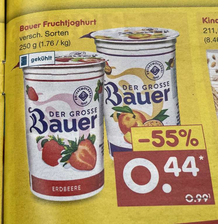 Bauer Fruchtjoghurt Der große Bauer versch. Sorten 250 g (1.76 / kg) [netto]