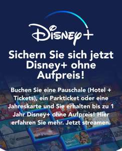 Disney+ bis 12 Monate gratis durch Stornooption bei Hotel- bzw. Ticketbuchung