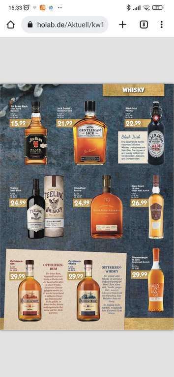 Hol'Ab! - Diverse Whiskey, Rum und Gin Angebote (Lokal), z.B. Jim Beam Black Extra Aged