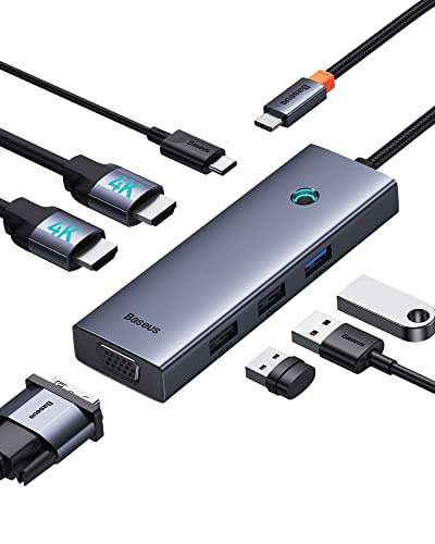 Baseus 7-in-1 USB-C HUB mit Dual HDMI 4K für 36,12€ (statt 50€)