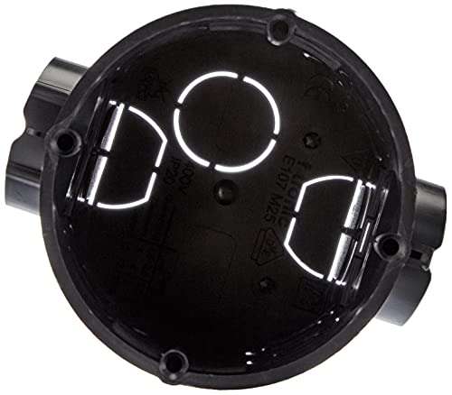 25 Stück Kopp Schalterdose Unterputz, Durchmesser 60 mm, Geräteschrauben-Abstand 60 mm, Dosentiefe 65 mm, Farbe schwarz für 3,90€ (Prime)