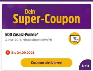 [DeutschlandCard] 500 Extra-Punkte ab 20€ MBW für den Online-Einkauf (kombinierbar mit Shop Coupons, z. B. Lieferando, MyProtein, babymarkt)