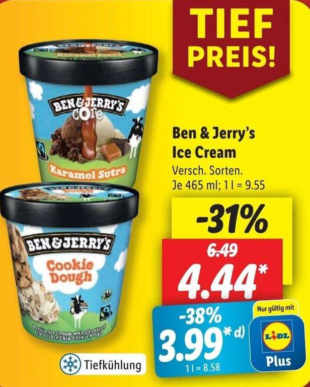 Ben & Jerry's Ice Cream versch. Sorten [LIDL Plus]