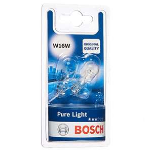 Bosch W16W Pure Light Fahrzeuglampen - 12 V 16 W W2,1x9,5d - 2 Stücke (Prime)