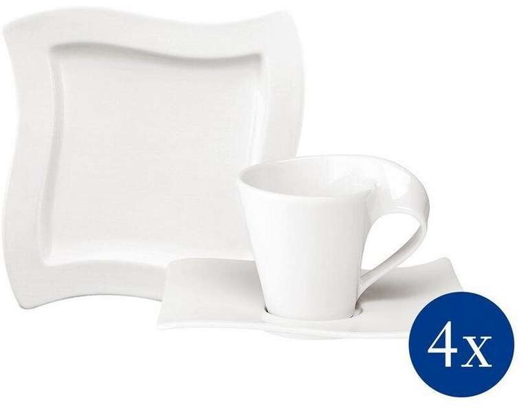 Villeroy & Boch Kaffee-Set 12tlg. NEW WAVE, je 4 Kaffeetassen, Untertassen und Dessertteller
