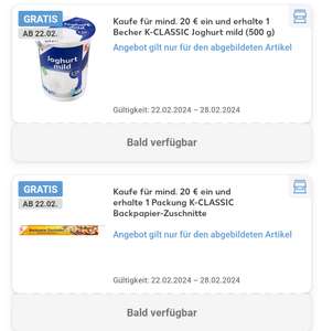 [Kaufland] 500g Joghurt mild K-CLASSIC - Backpapier Zuschnitte K-CLASSIC - NUR MIT DER APP FÜR 20 TREUEPUNKTE ab 20€