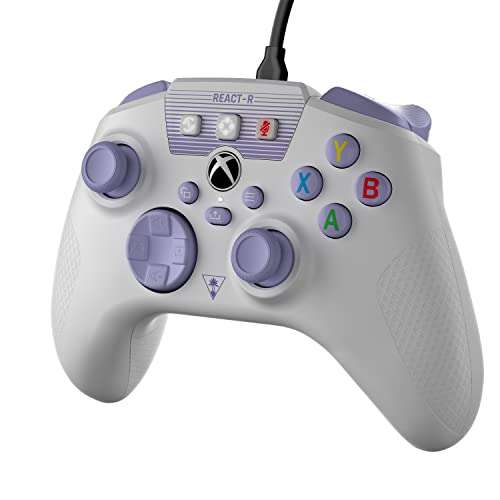 [Prime] Turtle Beach REACT-R Controller Weiß/Violett – Xbox Series X|S, Xbox One und PC | Offiziell lizenziert für Xbox
