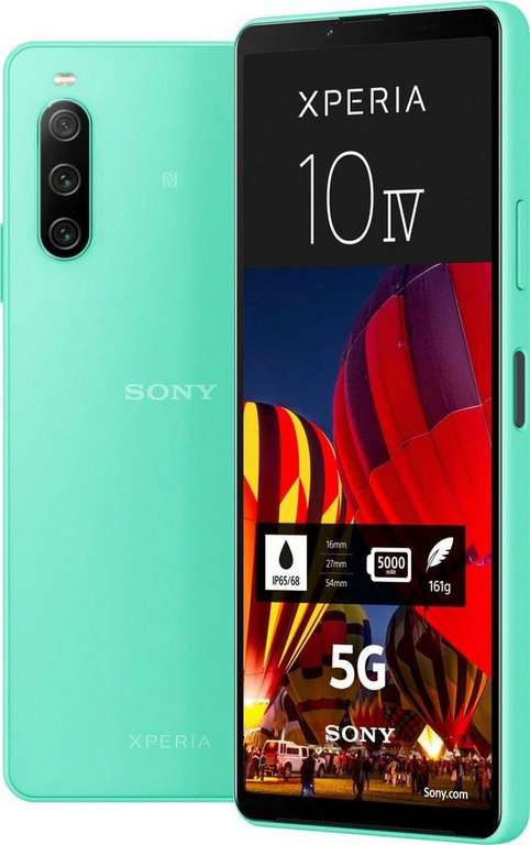 Sony Xperia 10 IV Smartphone 5G | 6/128G | 6“ OLED | 5000 mAh | Farbe Mint Green | Lavendel