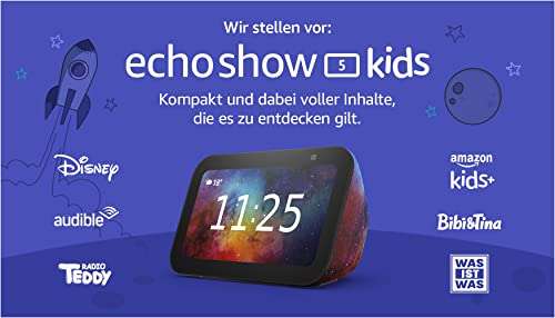 Echo Show 5 (3. Gen.) Kids für Kinder entwickelt, mit Kindersicherung | Weltraum-Design | + 1 Jahr Amazon Kids+
