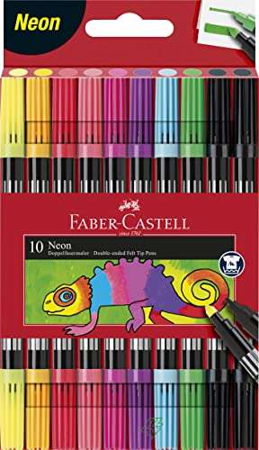 Faber-Castell 151109 - Doppelfasermaler 10er Etui, neon für 2€ [/Saturn Abh]