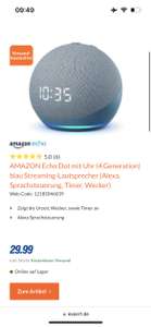 Amazon Echo Dot mit Uhr Blau