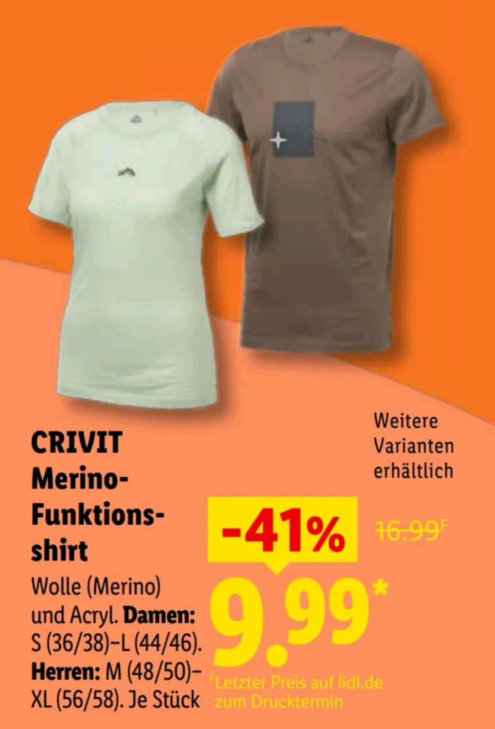 [LIDL Filiale] Crivit Funktionsshirt Merinowolle