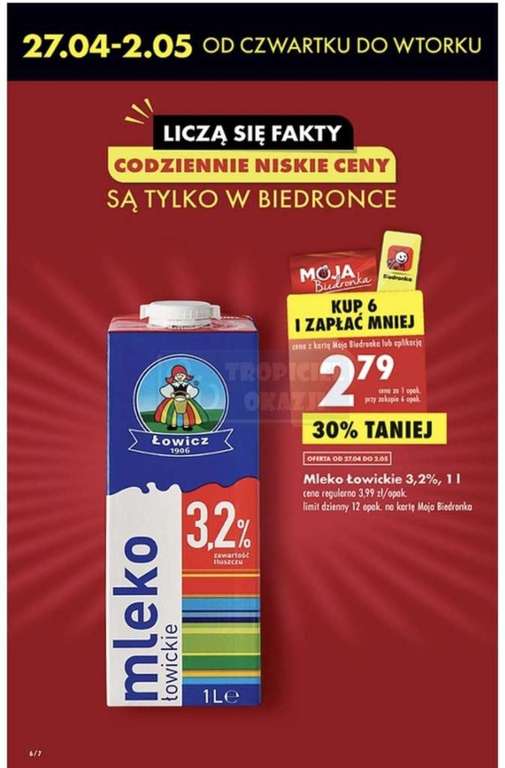 LOKAL Biedronka Polen Grenzgänger - Milch Lowickie 3.2% 1L für 0.61€ (Clubmitglieder oder mit der App)