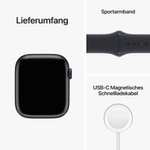 Apple Watch Series 8 LTE 45mm Aluminium Mitternacht mit Sportarmband (484x396, OLED, Mineralglas, 32GB Speicher, Unfallerkennung)
