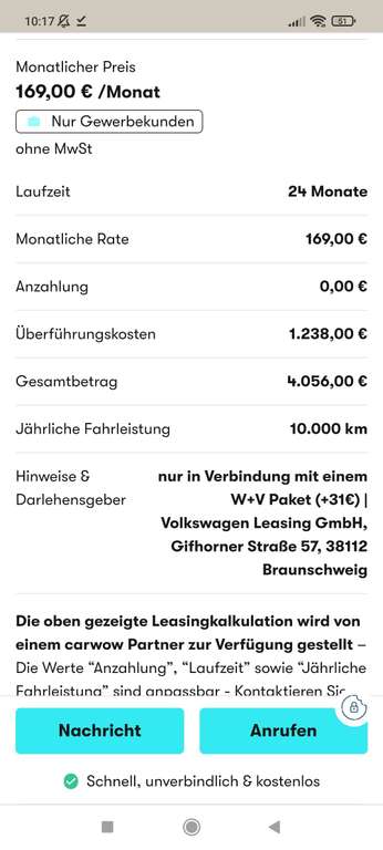 Volkswagen ID.4 Performance 77kWh ( 286PS), Gewerbeleasing, 24 Monate, 10.000km/Jahr, 200€/Monat inkl Wartung, LF 0,41 (effekt. 243€)