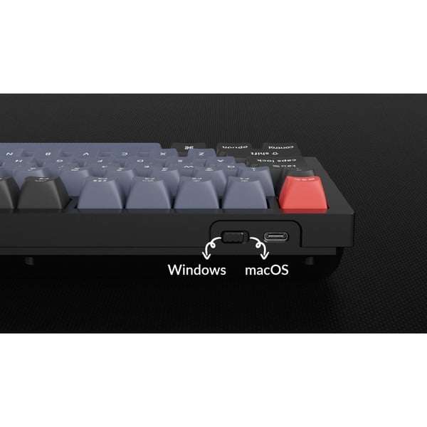 Keychron Q4 Barebone ISO, Gaming-Tastatur, 60% Layout, Metallrahmen, QMK, RGB, Schwarz-Blau-Silber
