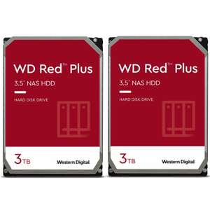 Western Digital WD Red Plus Festplatten (3.5", SATA, 5400rpm, 128MB Cache, CMR, 3 Jahre Garantie) | 2 x 3TB für 160,99€ / 2 x 6TB für 250,55