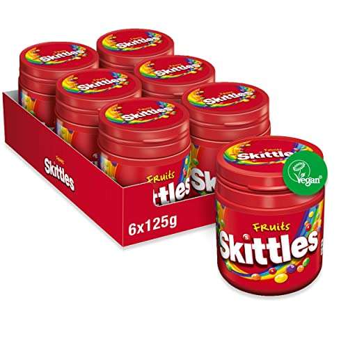 Skittles Süßigkeiten | Fruits | Kaubonbons, 6 x 125g (Prime + Spar-Abo)