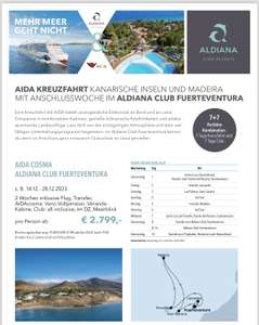 ++ 14 tägige Kombireise AIDA Cosma & Aldiana Club Fuerteventura ++