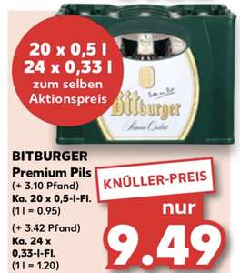 Bitburger Premium Pils 20er & 24er Kasten 9.49€ [ Kaufland , offline]
