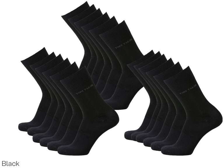 9 Paar Tom Tailor Basic Socken in schwarz, dunkelblau, hell- oder dunkelgrau | Gr. 39 - 46 (77 % Baumwolle)