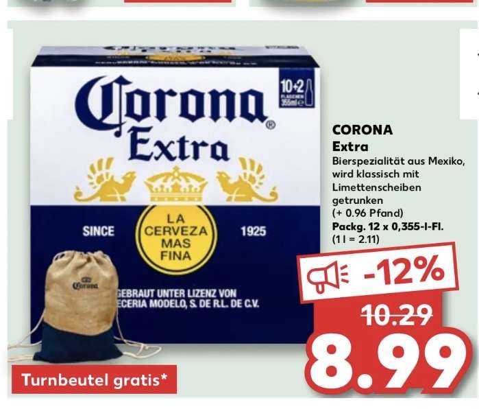 [Kaufland] Corona Extra Bier, 12er Pack