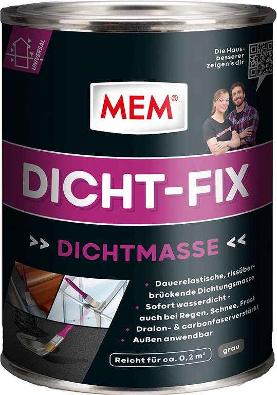 MEM Dicht-Fix, alle üblichen Untergründe, Abdichtung von Undichtigkeiten & kleineren Leckstellen, 375 ml, 8,99€ / 750 ml für 12,85€ (Prime