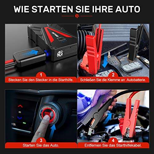 BuTure Starthilfe Powerbank, lithium polymer 2000A Spitzenstrom 16800mAh Tragbare Auto Starthilfe - Maxone Shop