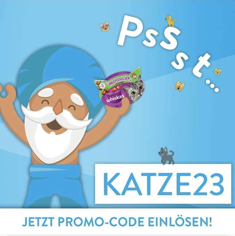 [Marktguru] 30 Cent Cashback auf Whiskas Knuspertaschen mit Promocode "KATZE23"