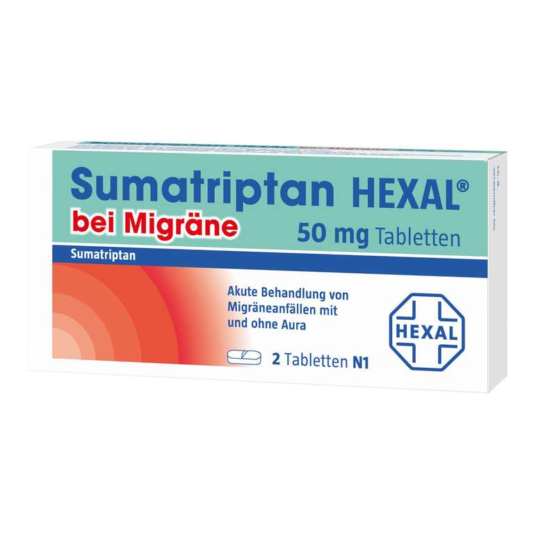[mycarePlus] Sumatriptan HEXAL bei Migräne 50 mg Tabletten, 2 St
