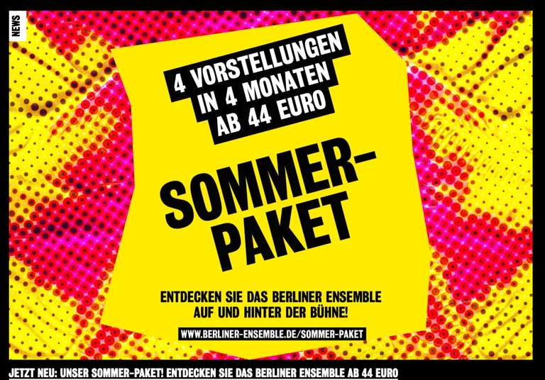 Berliner Ensemble - Sommerpaket: 4 Vorstellungen in 4 Monaten ab 44 €, z. B. George Orwells 1984
